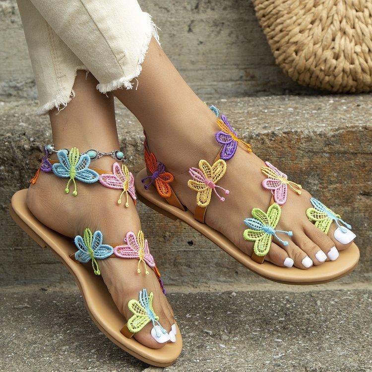 Colorful Sandals Women's New Colorful Butterfly Flats Women's Shoes