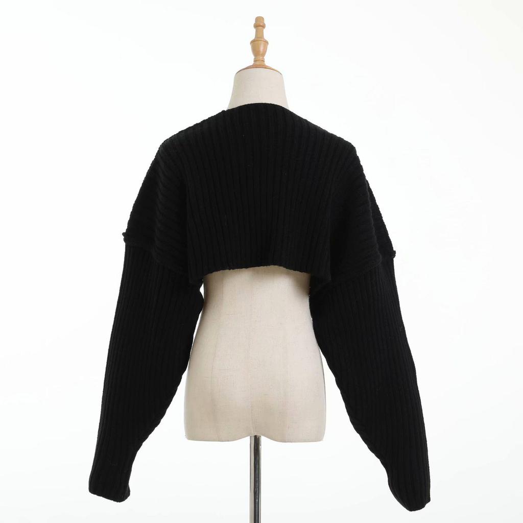 Trendy Autumn/Winter Women's Knit Shawl: Hand-knit Colorblock Batwing Sleeve Sweater Vest