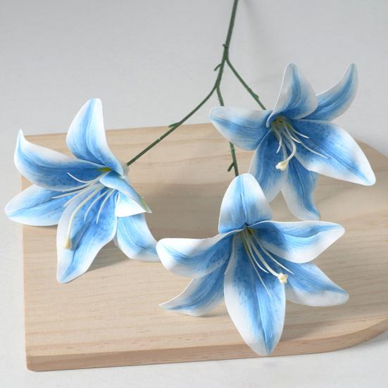 Artifical Lily Flowers with 3 Heads Full Bloom Real Touch Long Stem Fake Lily Bouquet for Home Hotel Flower Arrangement Wedding Party Decor