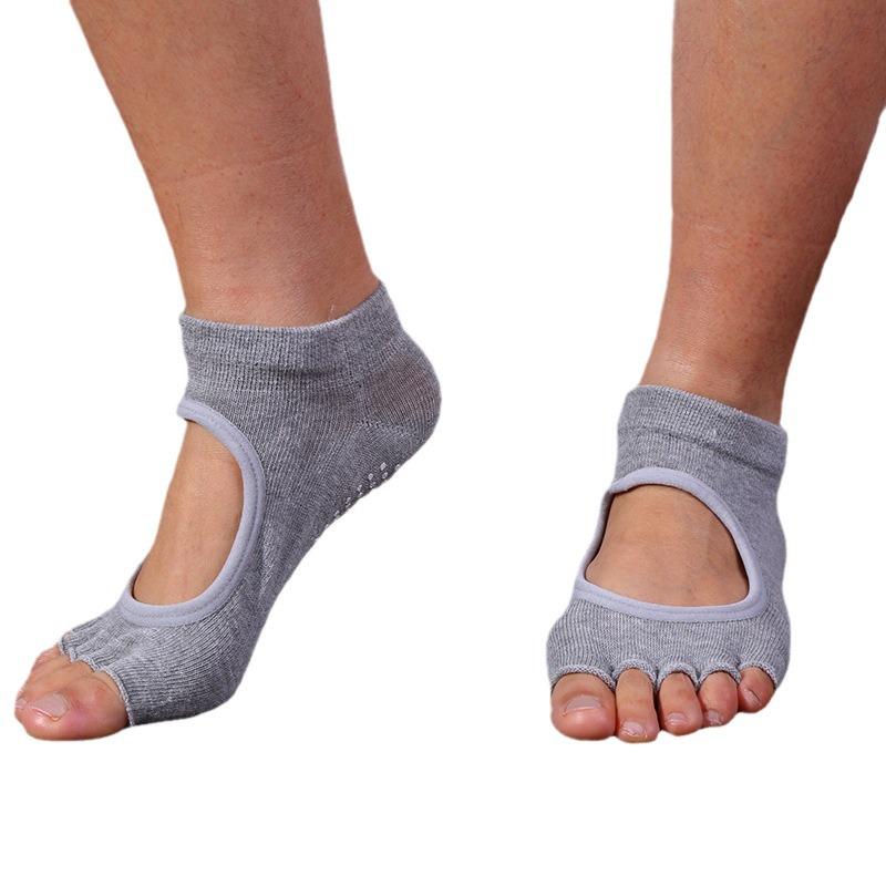 Women's Non-Slip Half-Toe Yoga Socks, Open Heel, Five-Finger, Breathable Fitness Socks for Spring/Summer Pilates