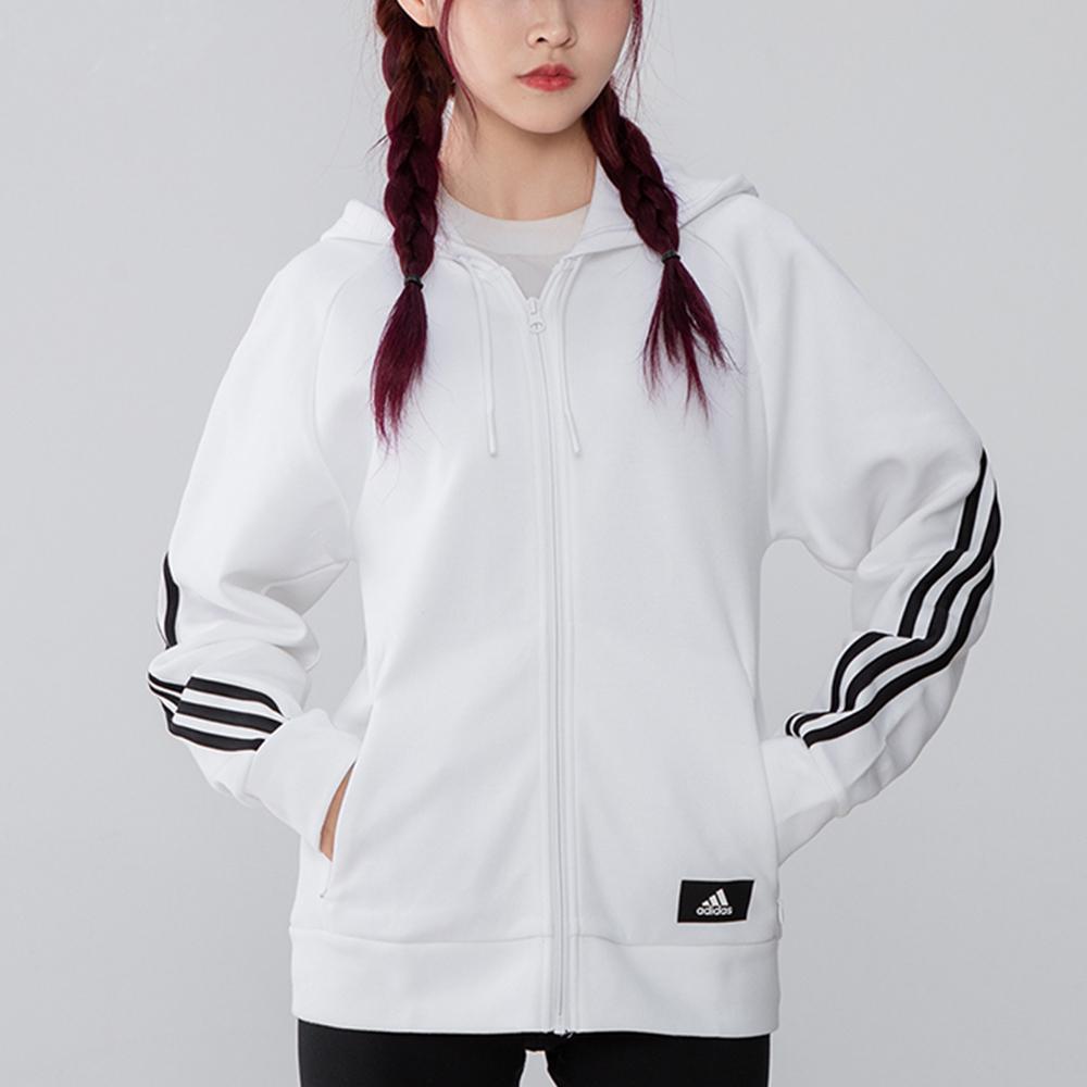 Adidas Three Stripe Running Hooded Jacket Women Jackets White H57293