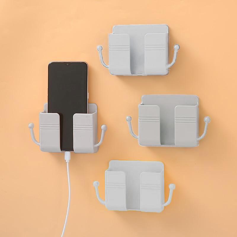 Wall Mount Phone Holder, Phone Stand For Bed, Wall Mounted Shower Phone Holder Remote Control Holder With Hooks