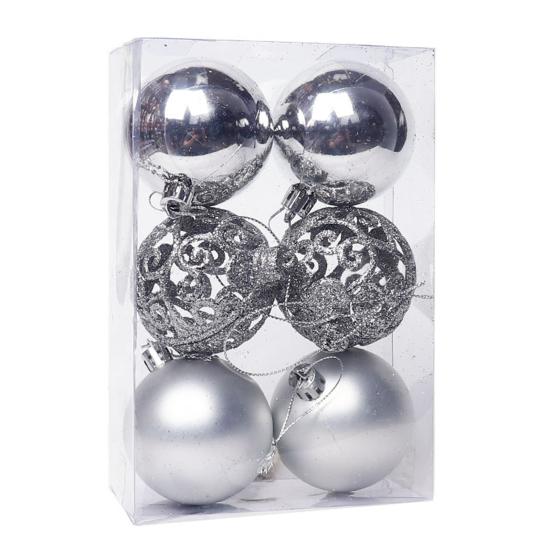 6ks 6cm/8cm lehký vánoční přívěsek dekorativní prémiové ozdobné koule na zavěšení stromu