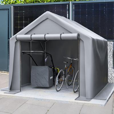Geräteschuppen 244x241x217cm, Fahrradgarage, Geräteschuppen, Garagenzelt, Gartenhaus Aufbewahrungszelt Fahrradschuppen Werkzeugzelt Lagergarage, Dunkelgrau