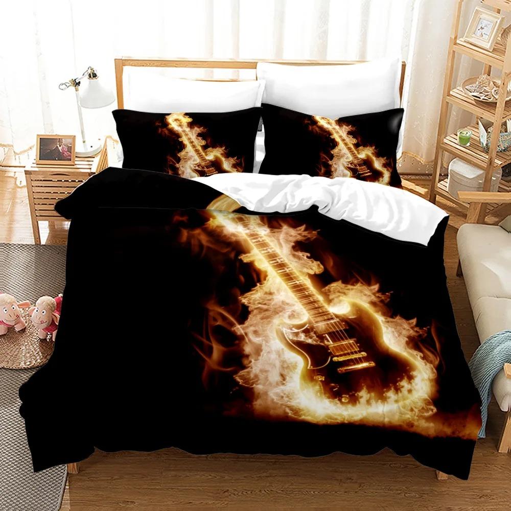 Rock Guitar Bedding Set Single Twin Full Queen King Size Polyester Bedroom Duvet Cover Aldult Kids Comforter Quilt Cover Set