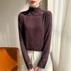 Cross 2025 Autumn/Winter Lace Color Block Knit Pullover with Half-High Collar and Long Sleeves