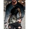 Spring Autumn Fashion Comfortable Loose Soft Casual Versatile Round Neck Long Sleeve T-shirt Creative Animal 3D Printed Men's T-shirt