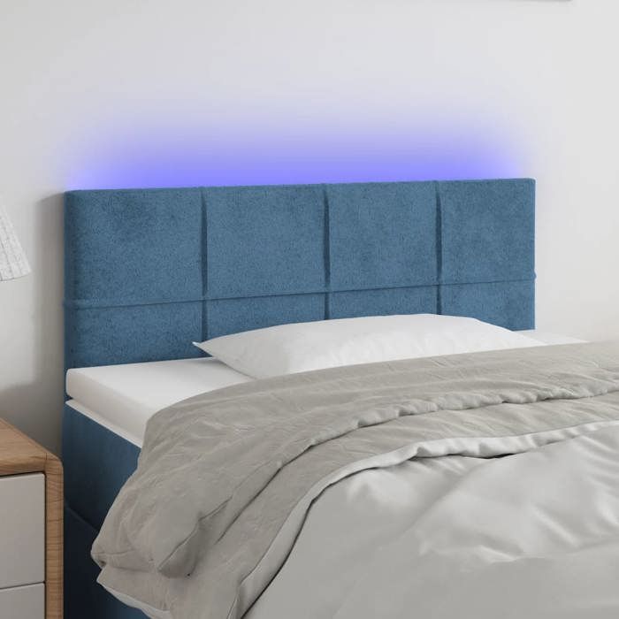 VidaXL Tête de Lit à LED Meuble de Chambre à Coucher Accessoire de Lit Simple Tête de Cadre de Lit Intérieur Bleu Foncé 3121646