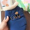 Thick Warm Dog Coat With Bear Embroidery Faux Fur Collar Winter Pet Clothing