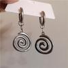 Simple Retro Irregular Geometric Vortex Spiral Pendant Necklace Earrings Set for Women Stainless Steel Bohemia Jewelry Sets Gift