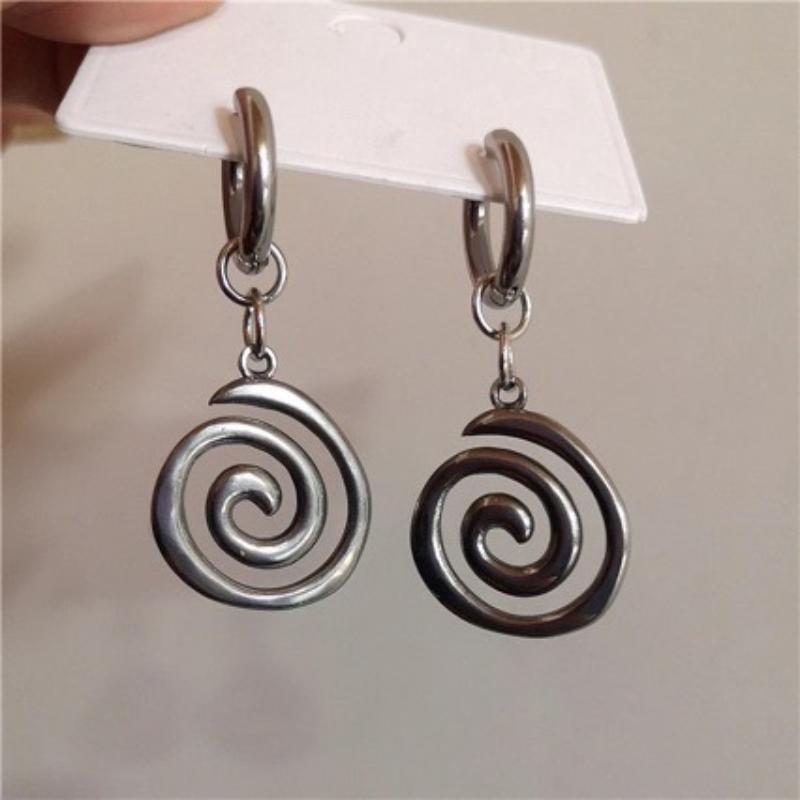 

Simple Retro Irregular Geometric Vortex Spiral Pendant Necklace Earrings Set for Women Stainless Steel Bohemia Jewelry Sets Gift