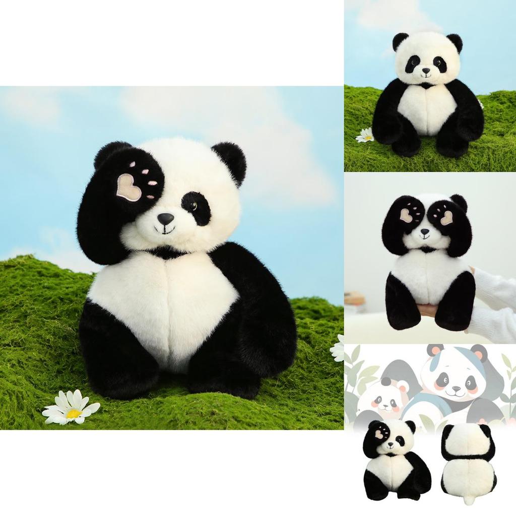Adorable 35cm Black Panda Plush Toy Super Soft Stuffed Animal Gift For Girls