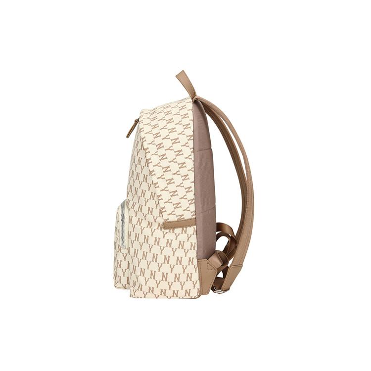 New MLB Monogram Collection Nylon Backpack Large Size Unisex Beige 32BG10941-50B
