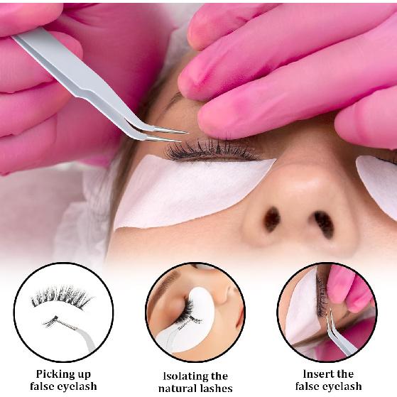 9 Pieces White Precision Tweezer with Protective Cover, Curved Pointed Craft Tweezers Stainless Steel Multipurpose Tweezer for Scrapbooking Stickers