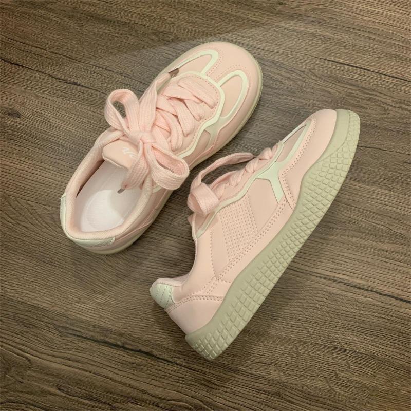 High-value pink board shoes women's tide spring and autumn niche design splicing casual ins tide