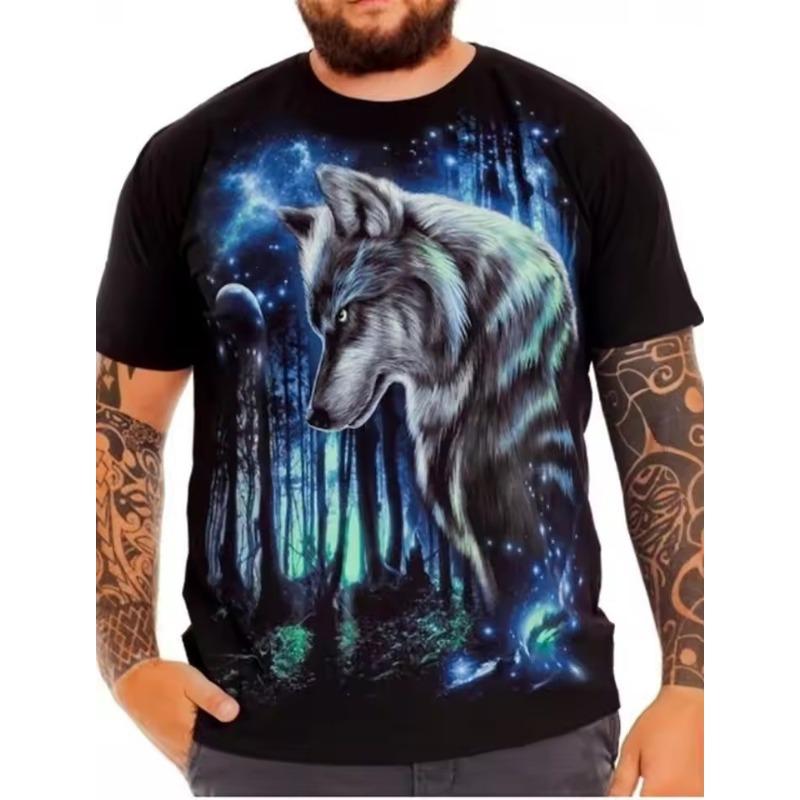 Hübsches T-Shirt für Herren mit Eisbär-Print, neues Sommer-Casual-T-Shirt für Herren im Freien, kurzärmelig, Blitzmuster, bequemes Streetwear-Oberteil