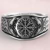 Men Ring Wide Silver Color Alloy Eagle Compass Carved Finger Ring Jewelry Accessories