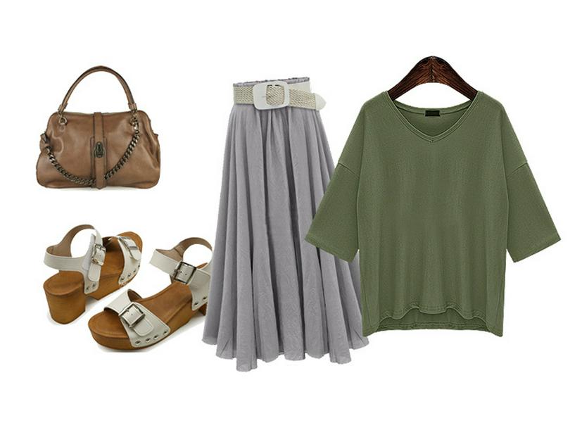 Women's V-Neck Mid-Sleeve Plus Size Loose T-Shirt - Summer Solid Color Versatile Top