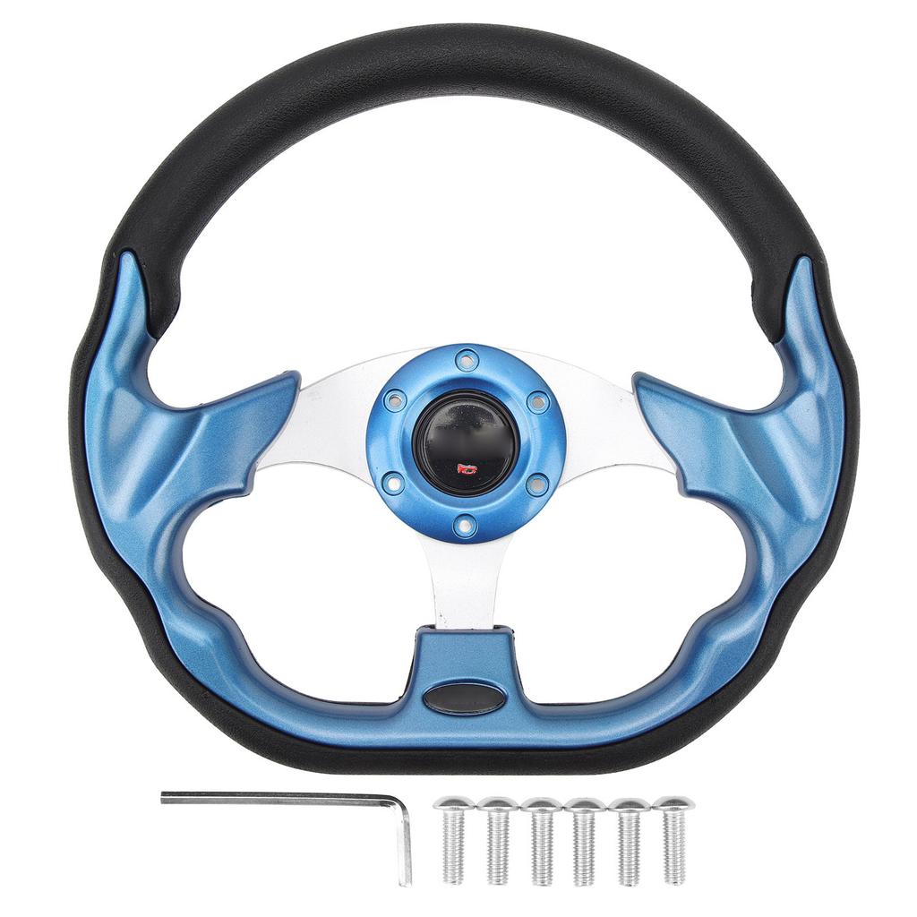 12.5 Inch Golf Cart Steering Wheel Universal 6 Holes Steering Wheel Replacement for E‑Z‑GO TXT & RXV Blue