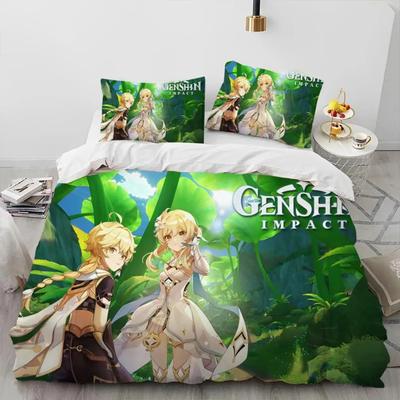 Anime Genshin Impact Παιχνίδι Σετ Κλινοσκεπασμάτων Αγόρια Κορίτσια Διπλό Βασίλισσα Μέγεθος Πάπλωμα Μαξιλαροθήκη Κρεβάτι Παιδικό Ενήλικο Οικιακό Υφασμα