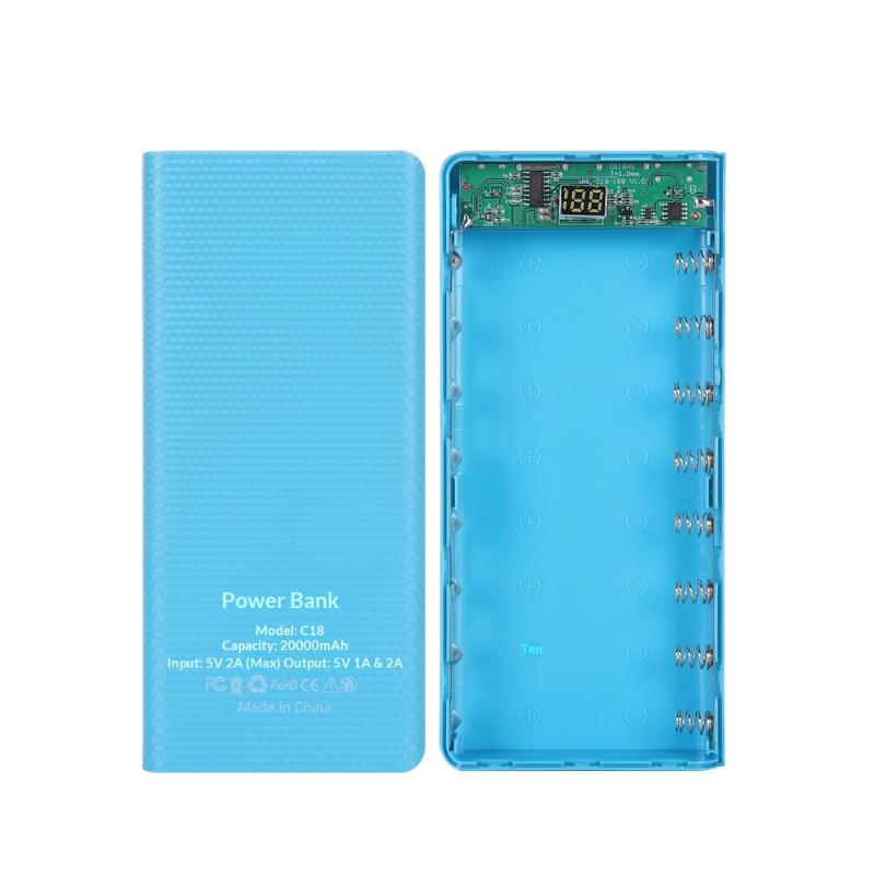 Diy 8*18650 Battery Power Bank Case Charge Storage Box 5V Dual Usb Type C Battery Holder Box Pd Qc3.0 Fast Charge For Phone