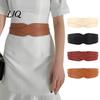 Fashionable Faux Leather Girdle Women's Waist Belt, Wide Elastic Waistband with Metal Crisp Texture Belt for Ladies Buckle, No-Hole Slimming Band Coat