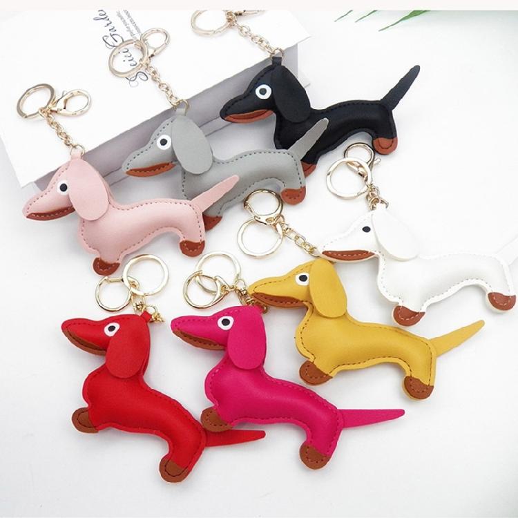 Süßer PU-Leder Tieranhänger Niedlicher Dackel Hund Schlüsselanhänger Anhänger Hängendes Ornament Rucksack Handtasche Charm Geschenk