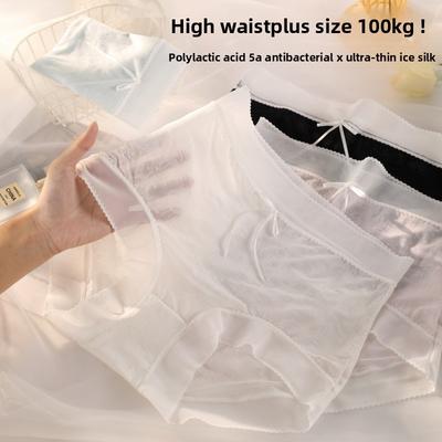 Übergröße Damen Sommer Ultra Dünn Eis Seide Jacquard Atmungsaktiv Hoher Bund Dreieck Slip