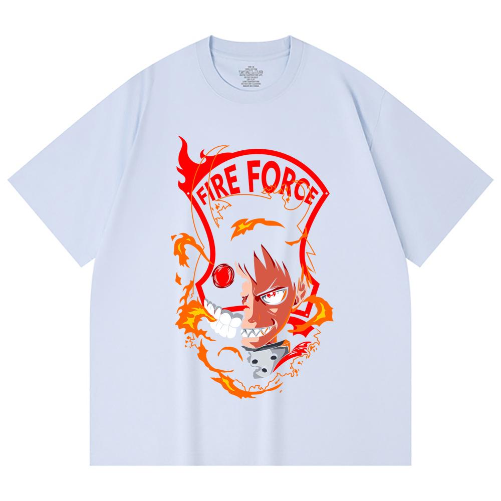 230 Gsm 100% Cotton Fire Force V1 Shinra Print Unisex Heavy Cotton T Shirt