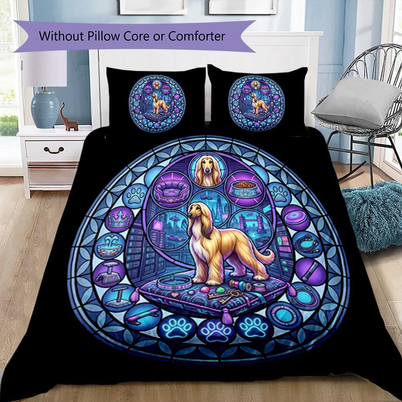 Cybernetic Canine Kingdom Pattern Bedding,Quilt Set Quilt Cover Pillowcase Home Birthday Gift (1 * duvet cover + 2 * pillowcase, without core)