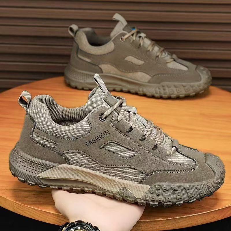 

Men s new retro dad shoes wear-resistant construction site shoes work hiking shoes sports casual boots fashion trendy shoes 44 хакі