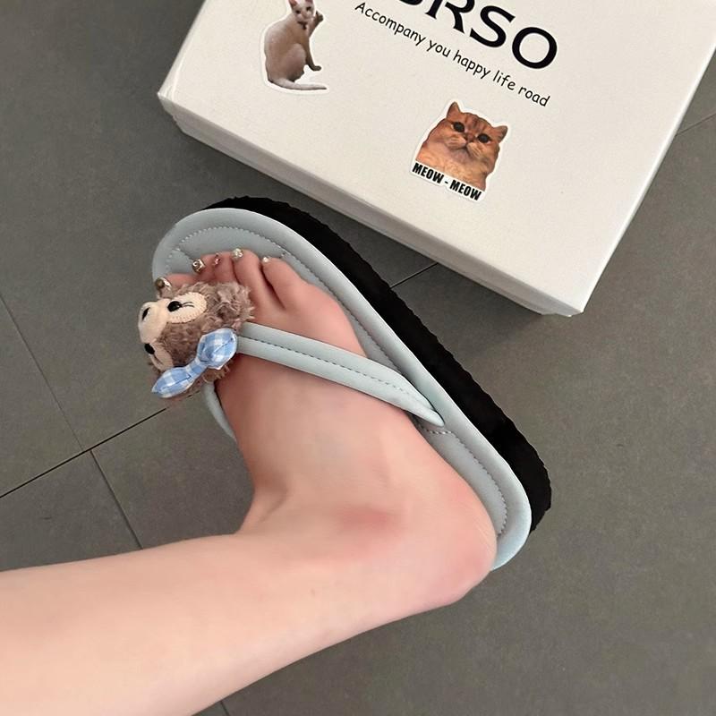 Cartoon cute flip-flops Sydney girls summer fashion wear soft bottom versatile Internet celebrities ins flat bottom sandals