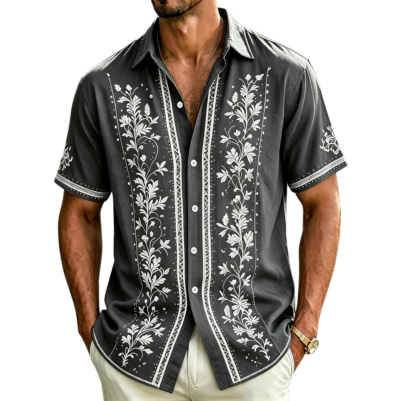 Men s Casual Short-Sleeve Collared Shirt For Spring/Summer XXXXL