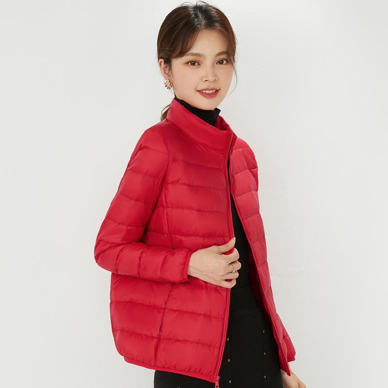Women's Lightweight White Duck Down Jacket 2023 - Short, Hooded, Stand Collar, Fashionable Thin Style for Autumn/Winter