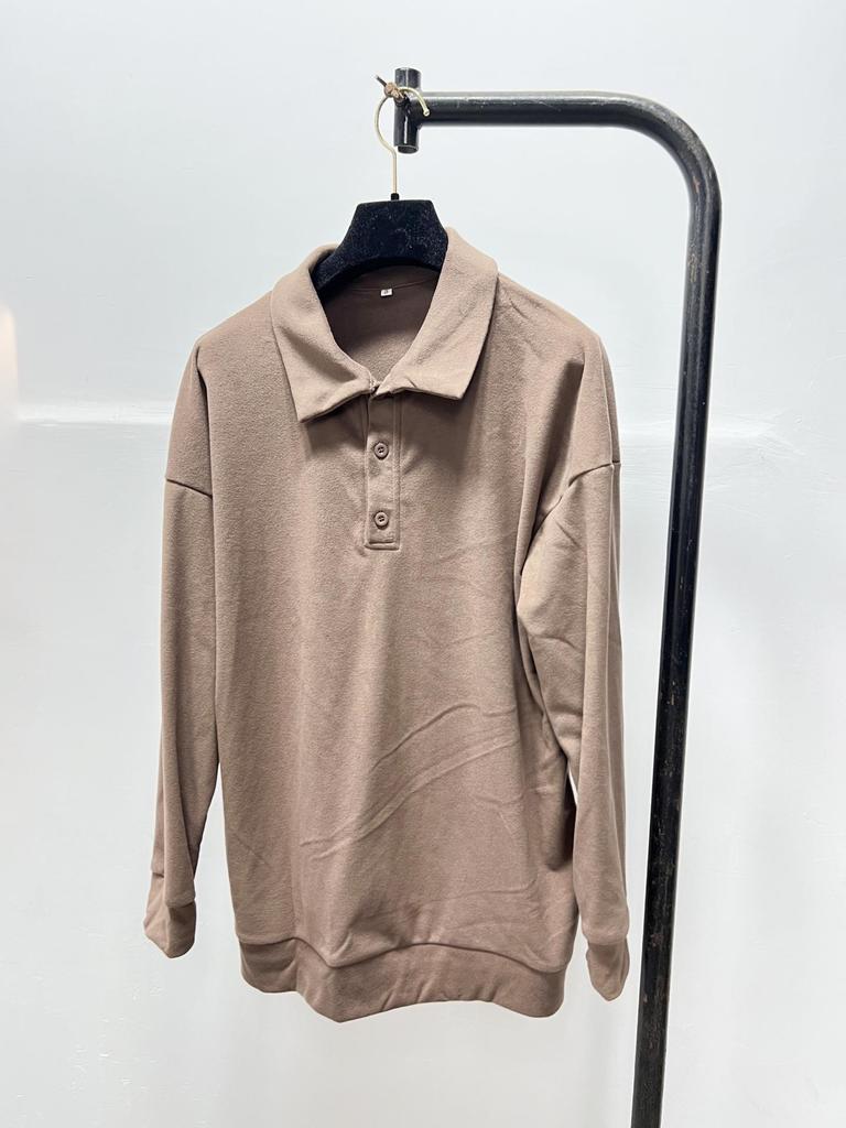 2022 Autumn Men's V-Neck Button Long Sleeve Casual Polo Shirt