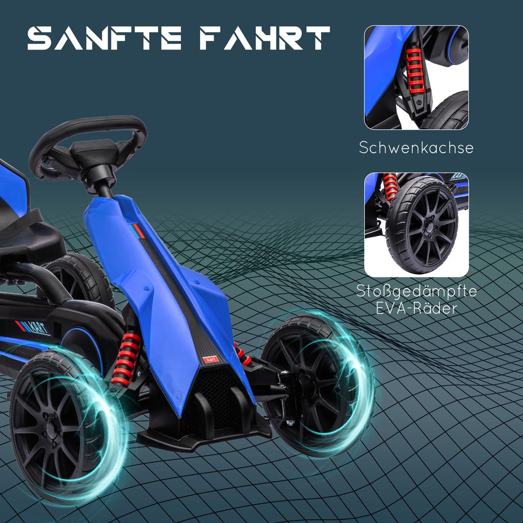 Go Kart Pedal Go Kart Reverse and Forward Gear, for Children from 3 to 8 Years, Blue