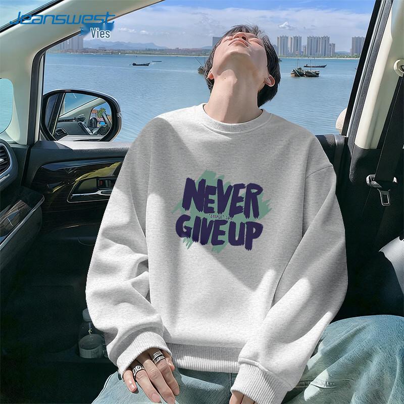 Jeanswest Men s  Never Give Up  Crewneck Sweatshirt M