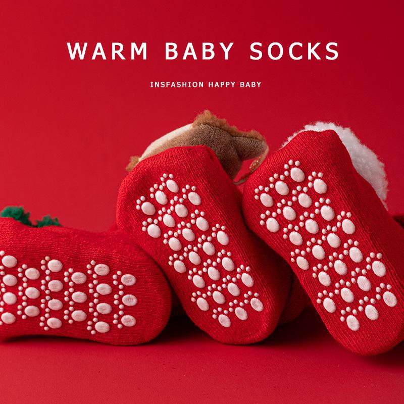 Newborn Cotton Winter Autumn Baby Girls Boys Kids Socks Infant Christmas Santa Claus Terry Warm Slippers Children Sock 0-3 Years