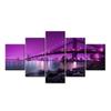 Wall Art Print Pictures 5 Panel Purple City Bridge Landscape Modern Canvas Paintings Modular Poster Home Living Room Decoration No Frame