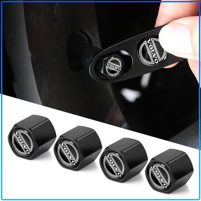 1Set Car Valve Stem Nozzles Tire Valve Cover Anti-Theft Dust Hats Car Keychain For XC90 XC60 XC70 XC40 V90 V60 V40 C70 C30 S80