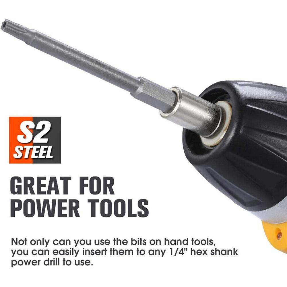11PCS 1/4" Hex Bits Driver Tamper Proof Security Drill Magnetic Bit Set Torx Screwdriver Flat Head F1FC High Quality 50/100mm