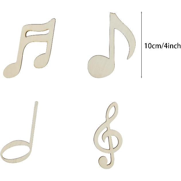 

Набор из 28 штук 4-дюймовых деревянных поделок в виде музыкальных нот, незаконченные деревянные вырезы музыкальных нот, деревянные музыкальные ноты, подвесные украшения, DIY поделка с музыкальными нотами, подарок