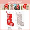 Elegant Plush Snowflake Christmas Stockings In Rich Red And Gray For Seasonal Decor