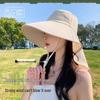 Women's Sun Hat with Large Brim, Neck Protection, UV Face Covering, and Ponytail Opening