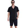 Stand-up Collar Button Short-sleeved T-shirt, Shirt And Shorts Set