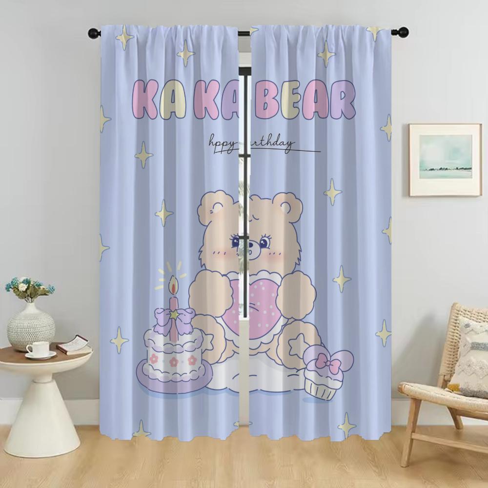 Bear Blackout Curtain for Room 2 Panel Elegant Room Curtains Home Interior Curtains Tulle for Bedroom Partition Living Kitchen