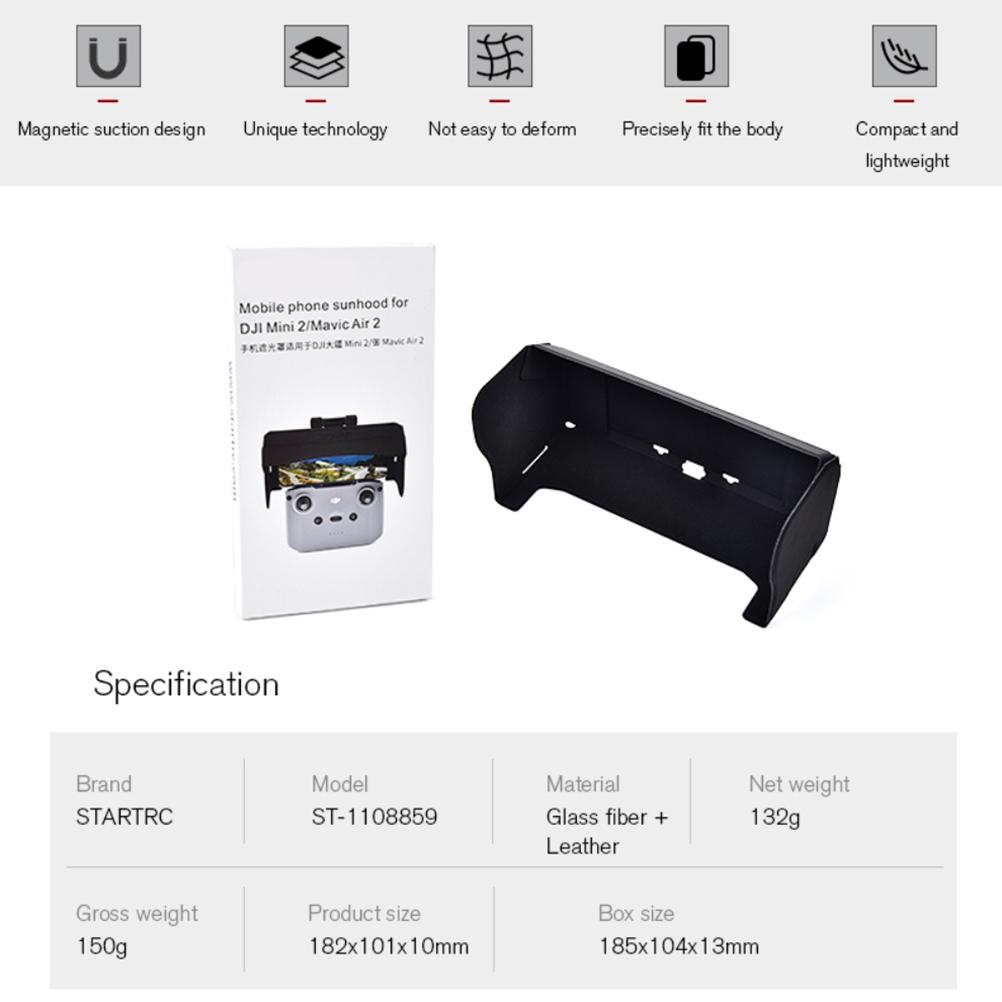 Drone Remote Controller Sunshade for DJI Air 2S Air 2 Mini 2 Black
