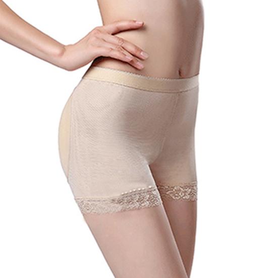 Padded Boxers Panties Mid Waist Lift Hip Solid Color Lace Panties Woman Supplies