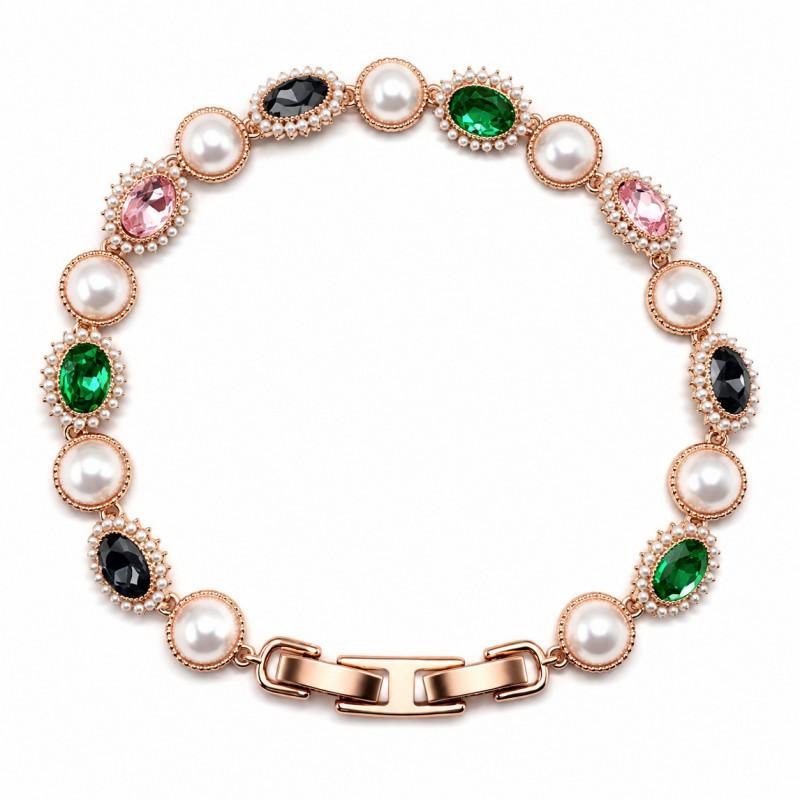 Elegant Minimalist Pearl Charm Bracelet In Rose Gold Tone Geometric Design Women Daily Wear Pearl Gold
