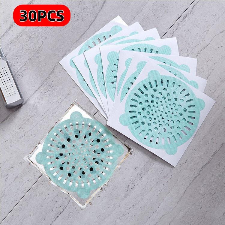 30PCS Shower Drain Hair Catcher Self-Adhesive Floor Drain Stickers Disposable Mesh Sink Strainer Filter For Bathroom kitchen